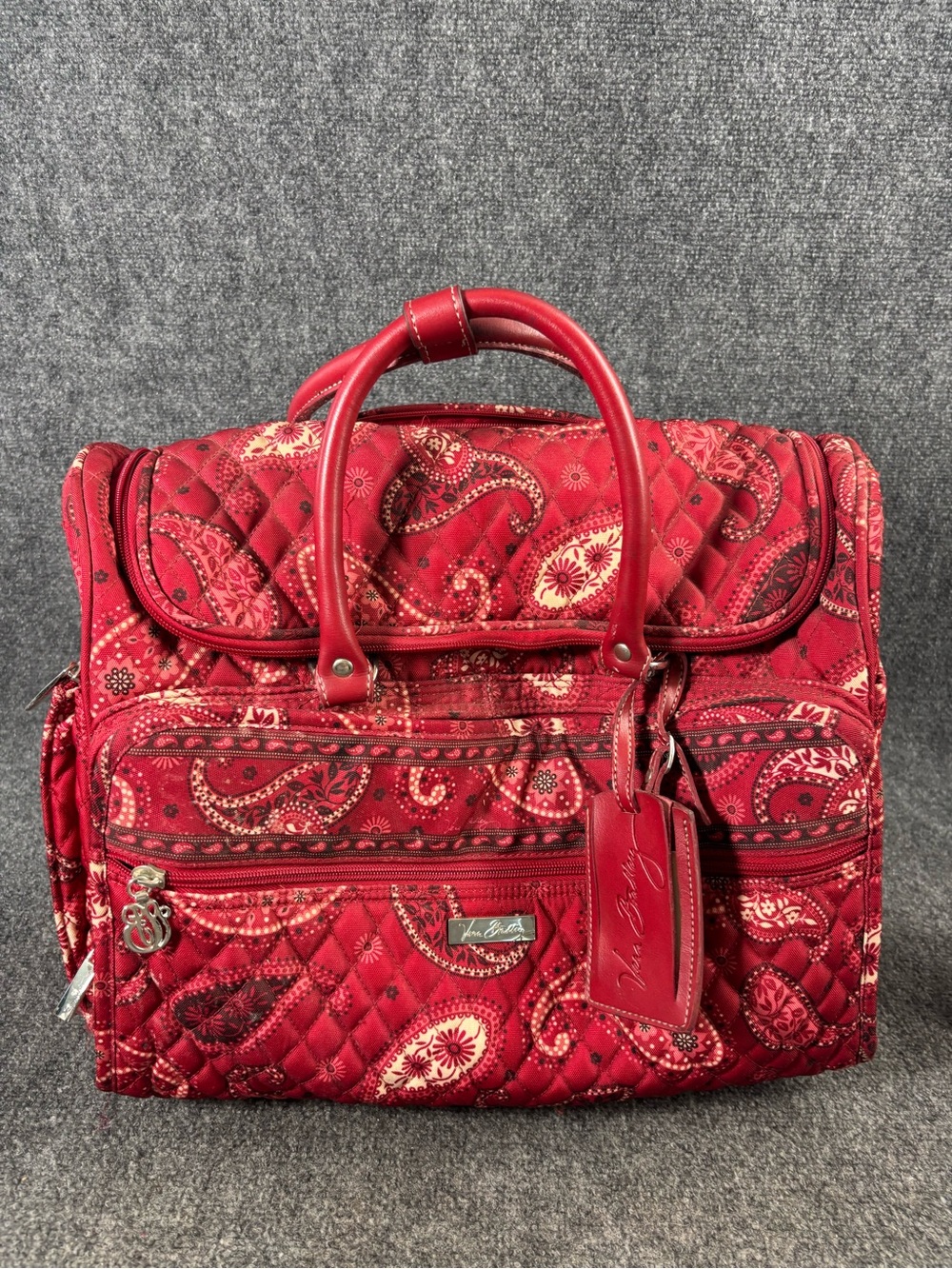 Vera Bradley Red Quilted Paisley Travel Tote